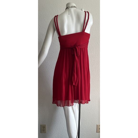 VTG Y2K City Triangles Red Beaded Empire Babydoll Dress Medium HOCO Prom Formal - Picture 15 of 16